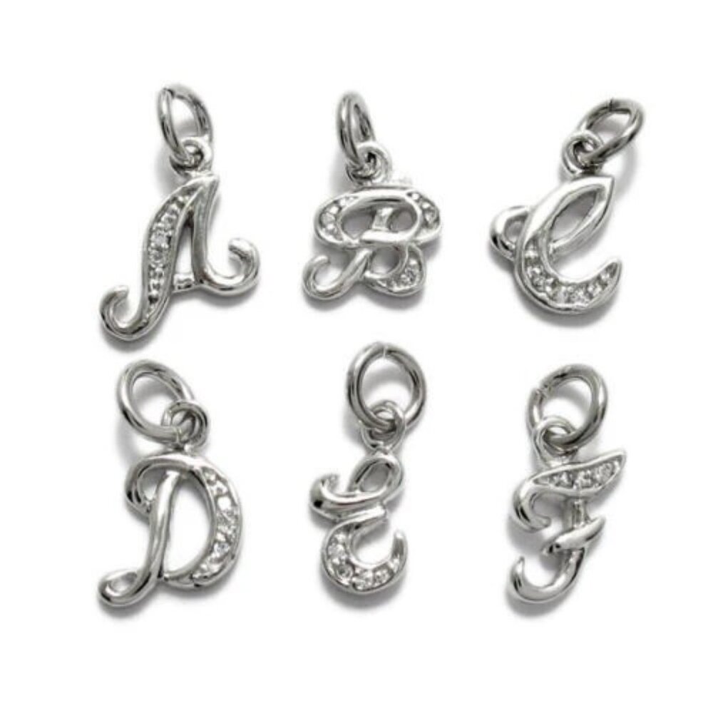 Sleek Sterling Silver Fancy Script Initial Charm … - image 1